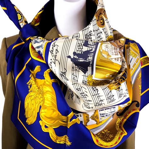 hermes scarf mozart salzburg|Hermes Silk Scarf Salzburg by Loic Dubigeon Black.